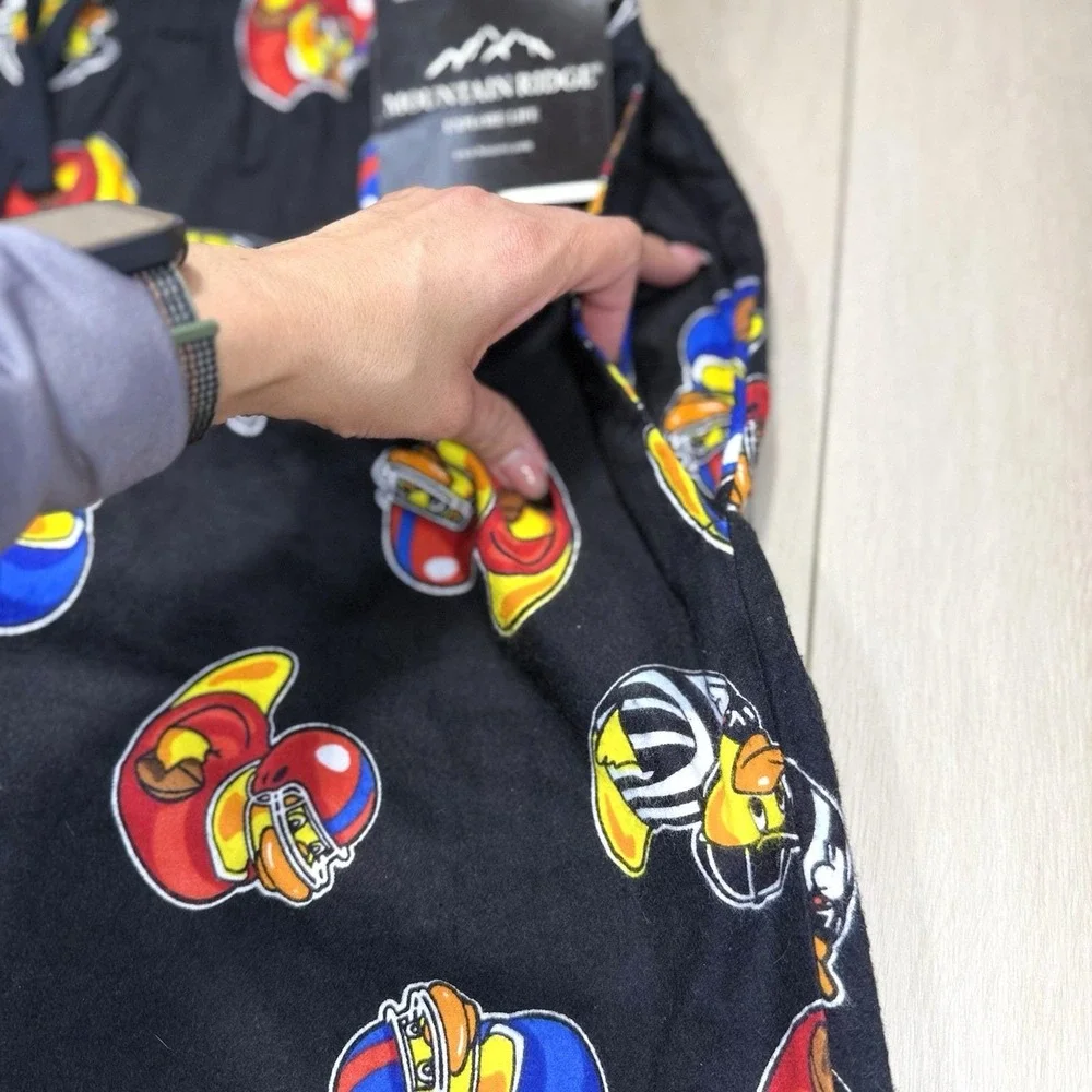 Mountain Ridge Men's Duck‎ Football Print Lounge Pants XXL Black Cotton NWT PJs